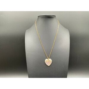 Vintage Baby‎ Heart Necklace With Mother Of Pearl Inlay Gold Tone Chain 18"